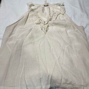 J. Crew Cream Ruffled Sleeveless Blouse